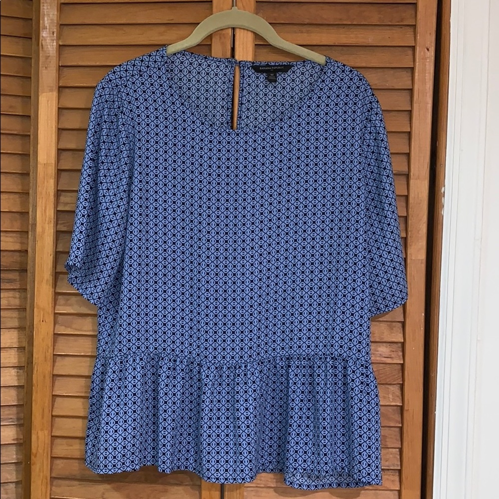 Banana Republic blue printed peplum blouse